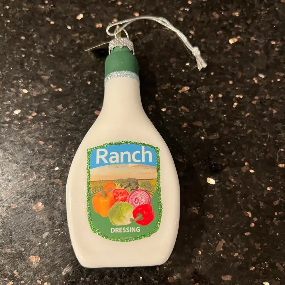 New Cody Foster & Co Ranch Dressing Bottle Glass Christmas Ornament